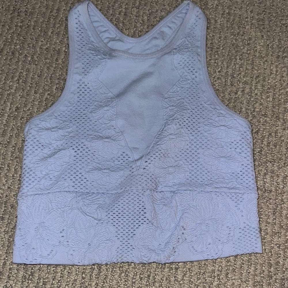 Free People Light Blue Lace Tank Top